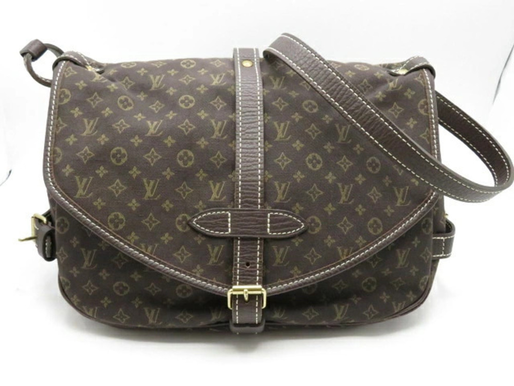 LOUIS VUITTON Bag Monogram Saumur Shoulder Ebene Brown